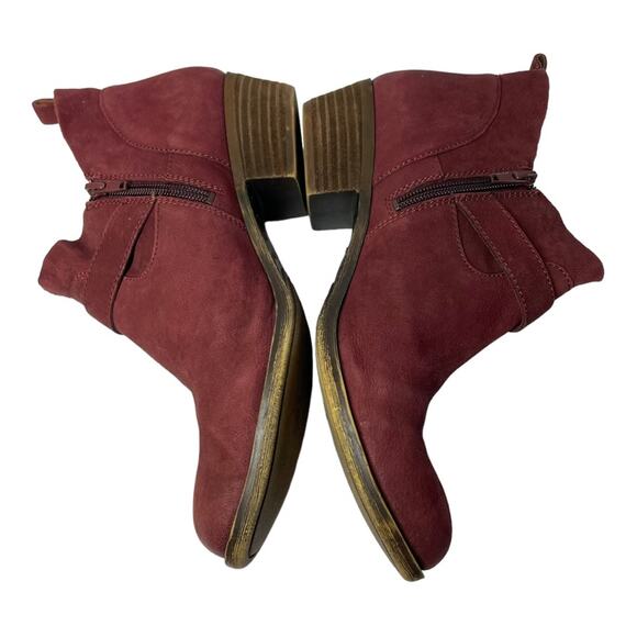 Lucky Brand Western Wine Leather Boomer Bootie Buckle 9.5 - Picture 4 of 10